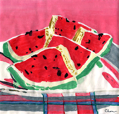 Melon Dessert Watercolor